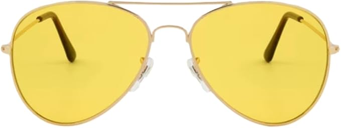 Aviator Style Color Therapy Glasses – Gold Metal Frame, UV400 Protection, Metal Hinges, Silicone Nose Pads – 10 Colors