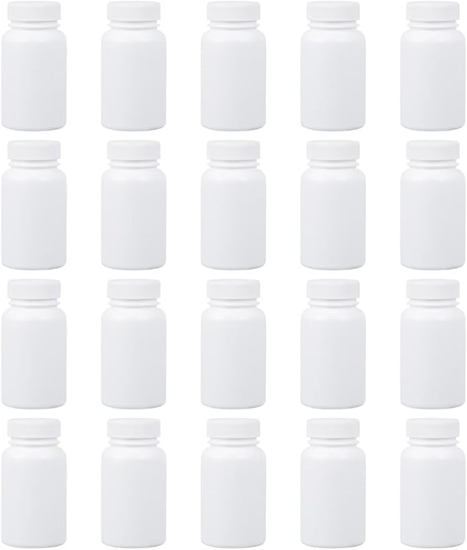 Lurrose 20Pcs 100Ml Portable Pill Bottles with Caps Moistureproof Lightweight Pharmaceutical Bottling for Travel and Home Pill Organizer