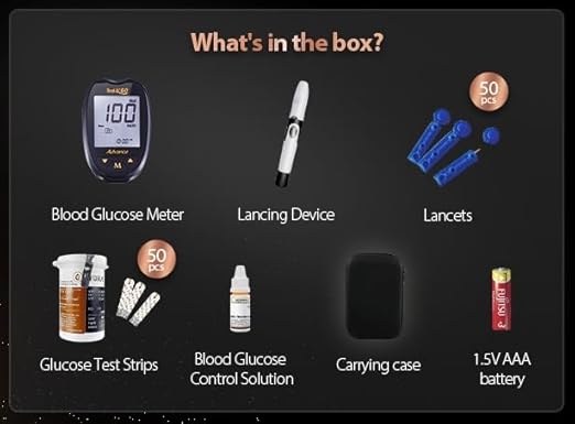FORA Test N’GO Advance Diabetes Testing Kit – Accurate Blood Glucose Monitor, Bluetooth Sync, 50 Test Strips & 50 Lancets, All-in-One Home Care Solution