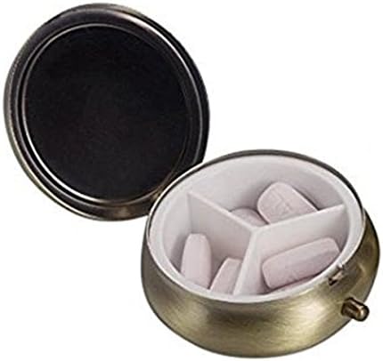 Always Custom Bronze Pill Box/Pill Case-Round Pill Box/Case- Three-Compartment Pill Box/Pill Case