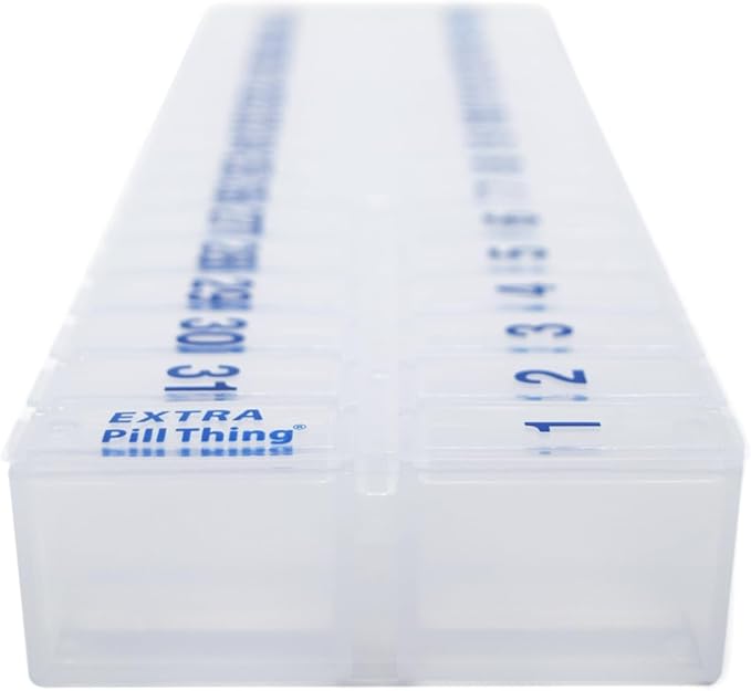 AM/PM 31 Day Once-a Day Monthly Pill Planner Organizers - Large Compartment Pill Boxes Store Medications for Entire Month Plus Compartment for Extra Pills (AM/PM Clear & Clear)