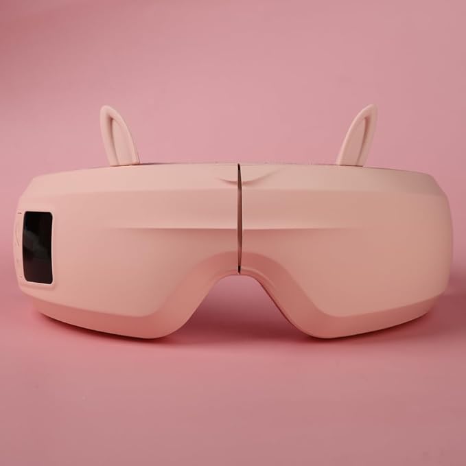 Eye Massager with Airbag Kneading,Constant Temperature Hot Compress, Multi-Frequency Vibration and Bluetooth Music (Large, Rabbit-Pink)