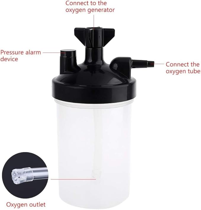Universal Oxygen Humidifier Bubbler Bottle 350ml with Pressure Relief Valve with Adapter for Tubing (4)
