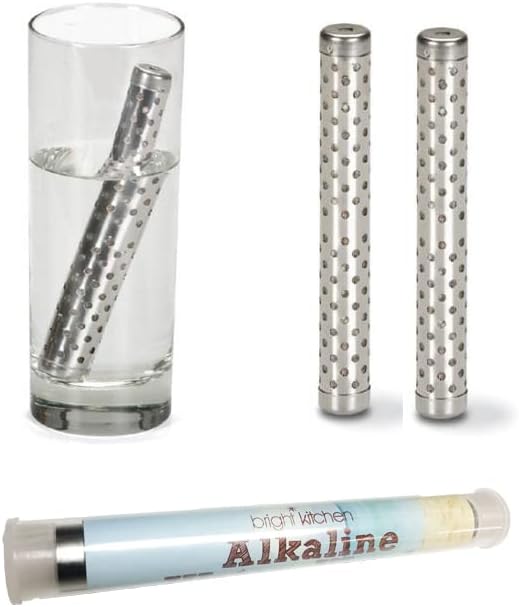 2 Pack Alkaline Water Stick Wand Naturally Raise pH 9.5 Adds Tourmaline, Maifan, Muyu, Far Infrared Stone Reduces ORP Hydration Reusable Portable Make Your Own Mineral Ion Detox Makes 100 gallons