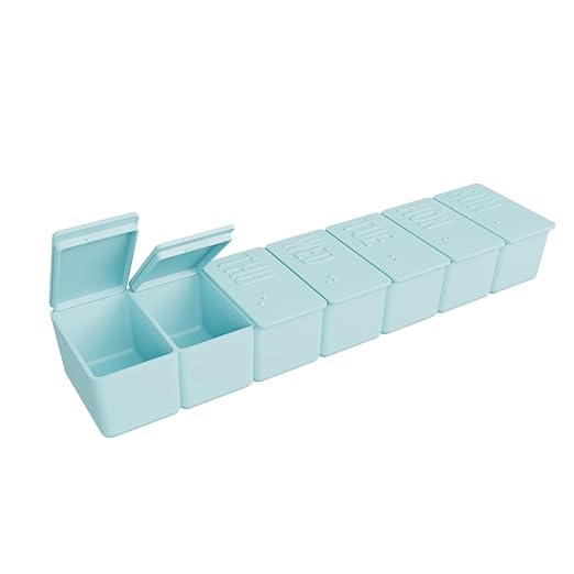 EZY DOSE Weekly (7-Day) Daily Pill Case, Embossed Matte Pill Case, Daily Medicine & Vitamin Organizer Box, Large Easy-Open Compartments, BPA-Free Medication Planner for Home & Travel, Teal