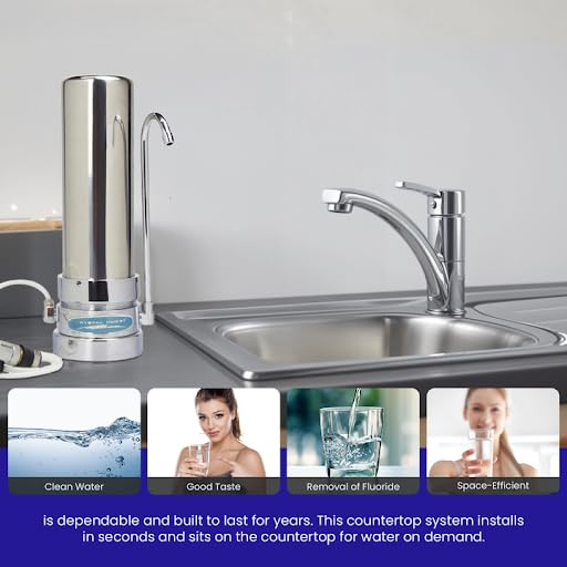 Smart Countertop Water Filter System | Crystal Quest (Single, Stainless Steel)
