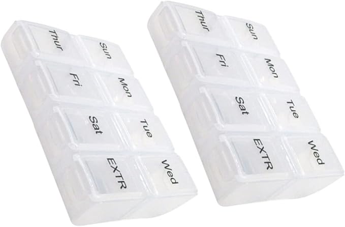 GLEAVI 2pcs Weekly Detachable Organizer Eight Container for Convenient Medicine Management Travel-Friendly Storage Box for Vitamins and Items