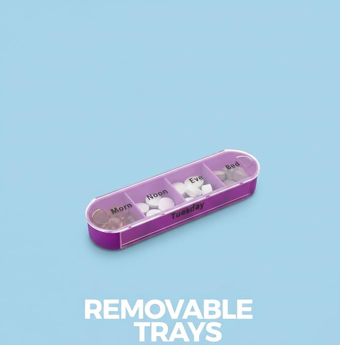 OPTRANEST Weekly Pill Organizer 7 Day, 4 Times a Day AM PM Pill Box, Stackable Medicine Organizer with Removable Compartments