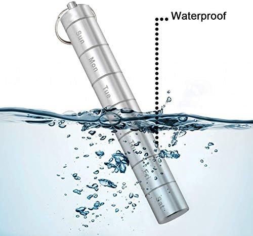 Mini Pill Case Adjusting Pill Dispenser Waterproof 7 Days Pill BPA-Free Holder Box Pocket Mini Travel Pill Container Purse Small Portable Medicine Keychain Outdoors and Travel and Carabiner (1 Pcs)