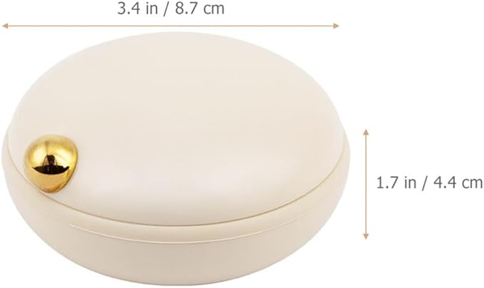 Garneck Travel Pill Organizer 4 Compartment Daily Pill Case Small Portable Container Box Round Containers Beige for Outdoor Daily Travel