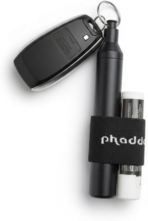 Phaddy™ Keychain Container – Waterproof Pill Holder & Mini Storage Capsule – Airtight Aluminum Pill Case – Durable Keychain Storage for Medicine, Vitamins, Travel & Outdoor Use (Black)