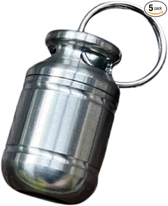 Titanium Keychain Pill Holder Mini Daily Pill Box Pendant Container Waterproof Metal Case Bottle Portable Organizer (s)