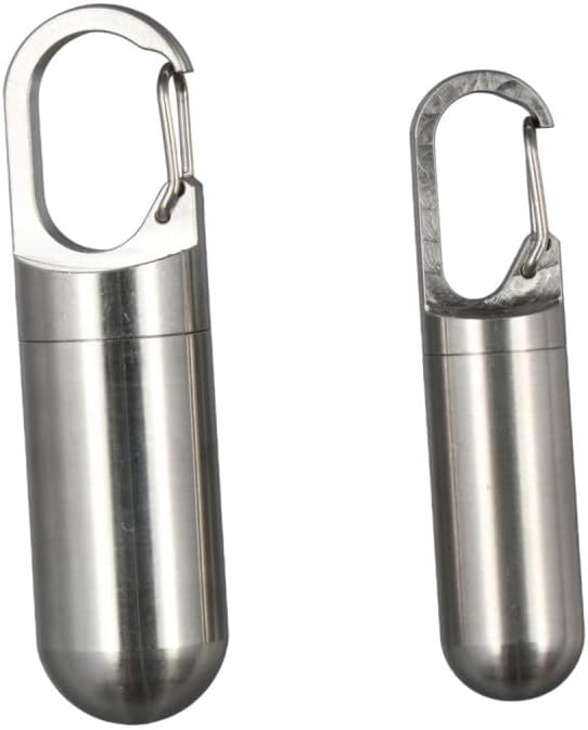 2Pcs Stainless Steel Mini Pill Case Sealed Storage Box, Portable Waterproof Small Pocket Pill Case Capsules Organizer