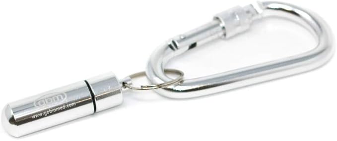 GBM Med Secure Pill Keychain with Locking Carabiner (Stainless)