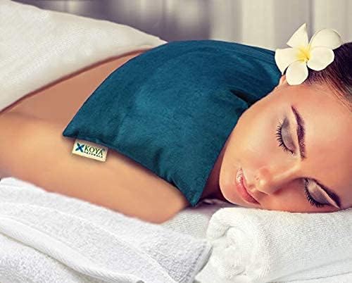 KOYA Naturals Soft Velvet Flax Seed Pillow - Microwave Heating Pad – Microwavable Moist Heat Pack – for Neck, Muscle, Joint, Stomach Pain, Menstrual Cramps – Warm Wrap (Turquoise)