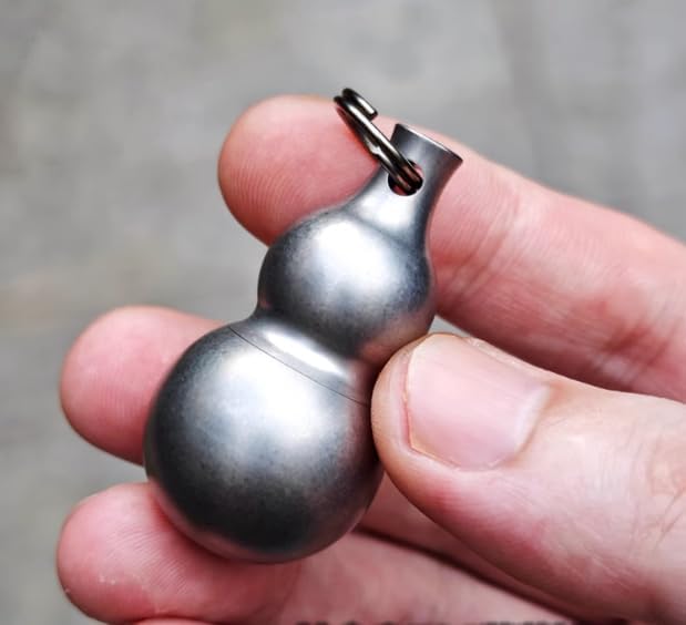 Titanium Keychain Pill Holder Mini Daily Pill Box Pendant Container Waterproof Metal Case Bottle Portable Organizer (Big)