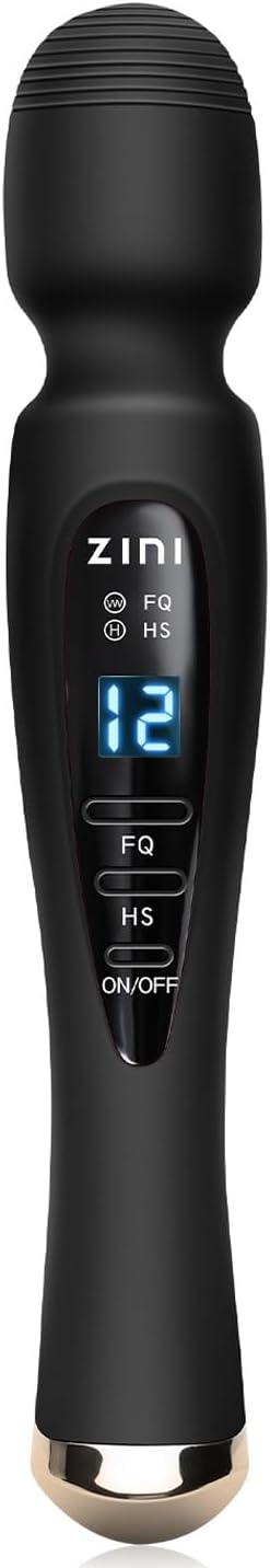 Cordless Massager with LCD Display, Personal Massager for Pain Relief, Powerful 12 Massage Modes, Black