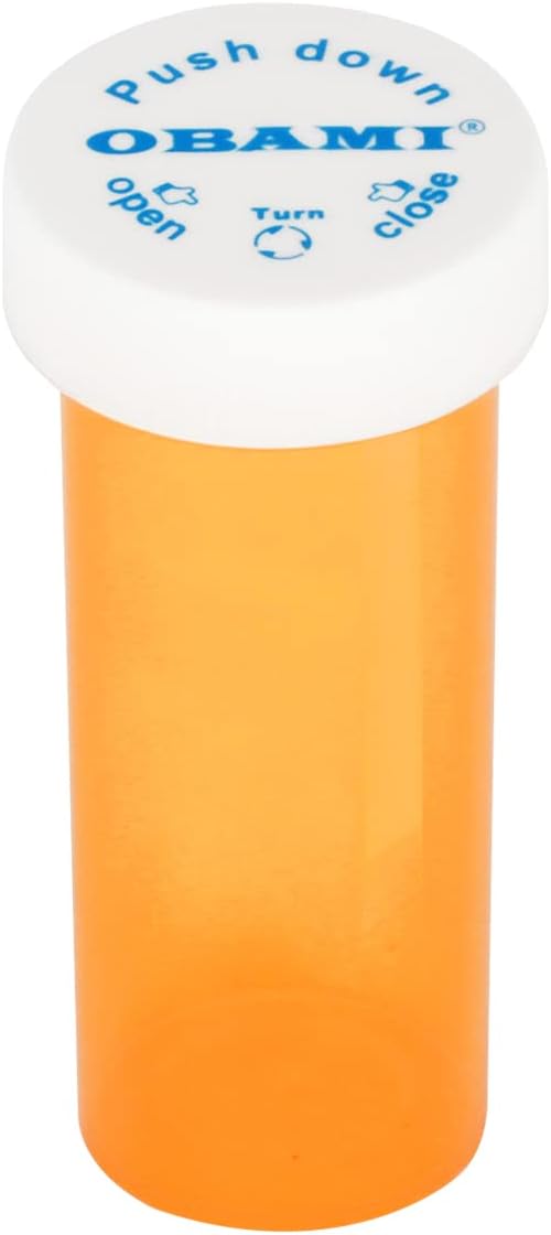 Plastic Medicine Pill Bottles with Child Resistant Caps - Push Down and Turn - Prescription Vial, Medicine Container, Pill Cases Dispenser Organizers (12pcs, 6 Dram)