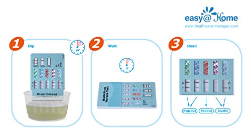 Easy@Home 5 Panel Instant Drug Test Kits - Testing Marijuana (THC), COC, OPI 2000, AMP, MET/mAMP- Urine Dip Drug Testing -#EDOAP-254-10 Pack