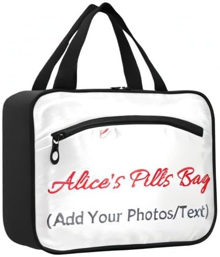 Naanle Custom Pill Organizer Bag with Name Photo Travel Pill Bottle Medicine Organizer Home Storage Medication Bag for Vitamin Supplements, Personalized First Aid Bag for Car Camping