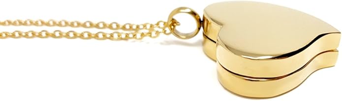 Amour Heart Pill Necklace - Polished Heart Locket with Strong Magnetic Closure - Medication Necklace - Keep Your Medication Securely with You at All Times - 26 Inch Chain