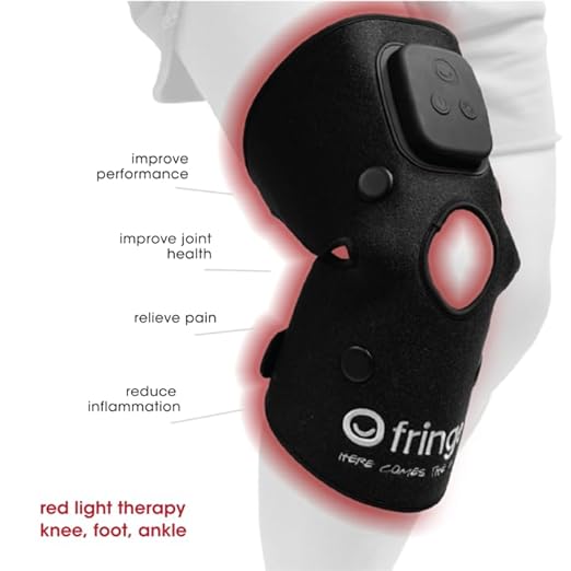 Fringe Red Light Therapy for Body, with Vibration Massage, Use Anywhere, Knee, Elbow, Foot, Hand & Ankle, Both Red 660nm and Infrared 850nm, 360 LED Lights, Sports Recovery