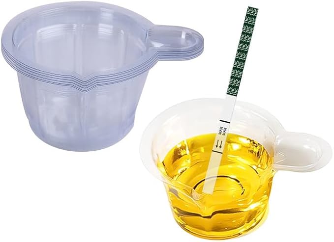 6Pcs Urine Specimen, Disposable Urine Collection Cup Design for Home Test Strip or Lab Testing. Free 2 T-H-C marijuan a Test