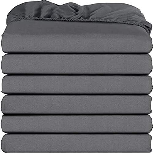 6 Pack Fitted Hospital Bed Sheets with Elastic All Around for a Double Brushed Ultra Soft Breathable 100% Microfiber Sheets, 36” x 84” x 12”