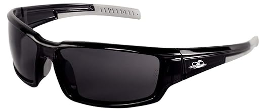 Bullhead Safety Eyewear Maki Glasses - Anti-Fog, Lightweight, Impact/Scratch Resistant, UV Blocking Sunglasses for Hunting/Shooting, Outdoor Sports, Construction, Smoke/Crystal Black