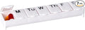 Acu-Life Weekly (7-Day) Pill Organizer, Vitamin Case, and Medicine Box, Small Compartments, White, Made in the USA