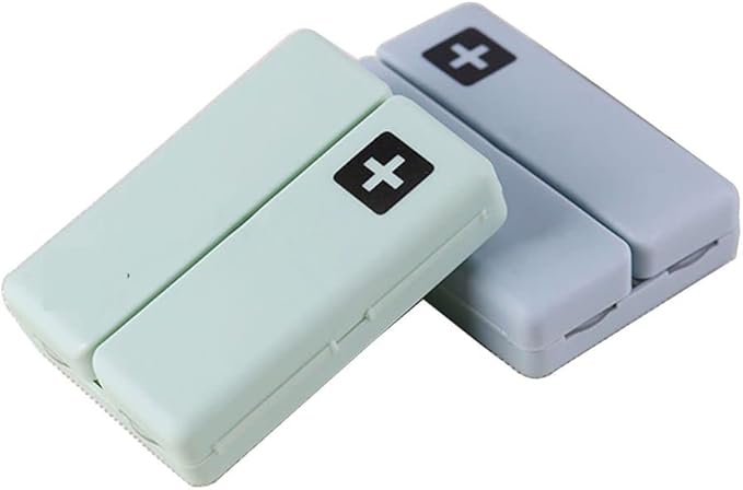 2PCS Travel Pill Box, 7 Compartments Portable Pill case Travel Pill Box,Cute Pill Organizer, Magnetic Folding Small Pill Case, Portable Medicine Organizer for Purse,