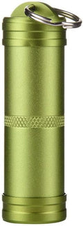TopHomer Keychain Pill Holder Portable Mini Aluminium Alloy Pill Organizer Case Cylinder Daily Pill Organizer for Hiking, Fishing, Camping, Hunting, Outdoor(Green)