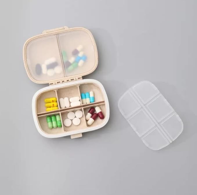 > Daily Pill Organizer, 8 Compartments Portable Pill Case,Travel Pill Box to Hold Medicines & Vitamins