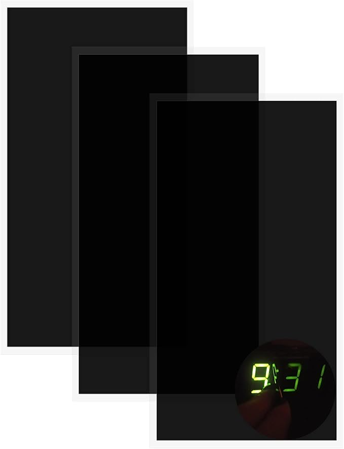 Birllaid Static Clings Dimmer Sheets, 6x3 inch x 3, Light Blocking Stickers for Electronics, Polyethylene Terephthalate, Black, Single Use, Square, Led, Readable