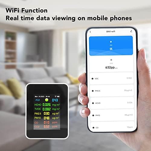 Indoor Air Quality Monitor with Color LCD Display Real Time Detector for PM2.5 CO2 HCHO Temperature and Humidity
