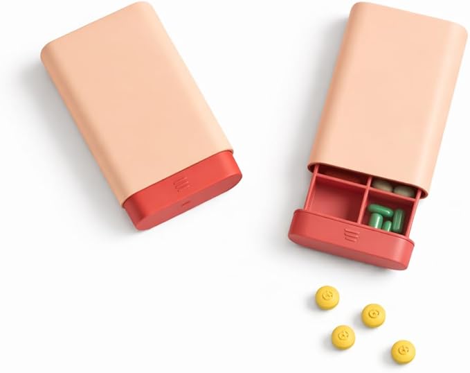 Travel Pill Organizer Case – 3 or 6 Compartment Pill Box, Portable Vitamin Organizer, Small Daily Medicine Container, Pocket Size Leakproof Case for Supplements, Jewelry, Vitamins & Travel (Pink)