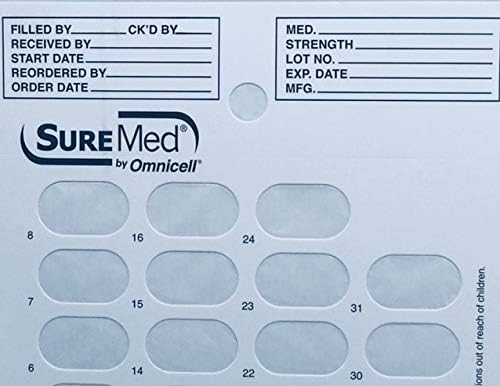 12 Cards 12 Blisters for 31 Day Monthly Cold Seal Vac Pack Pill Storage, Summer Camps, Pharmacists, Cargivers (12)