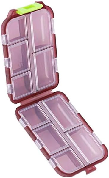 10 Compartment Pill Organizer Case, Travel Daily Medicine Pill Box Reminder, Small Size Weekly Viatamin Dispenser Container for Medication, Supplement, Cod Liver Oil, Capsules, Calcium Tablet