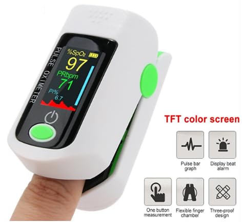 X1805P Fingertip Pulse Oximeter Blood Oxygen (O2) Saturation Monitor Pulse Ox w/Plethysmograph and Perfusion Index (PI) For Sports or Aviation Use