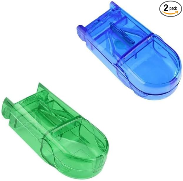 2 Pcs Pill Cutter Splitter, Cuts Pills for Small and Tiny Pills Tablet Splitter with Guard Pill Cutter and Crusher Cuts for Cutting Small or Large in Half Daily Medicine Organizer