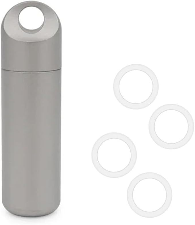Titanium Pill Holder Keychain for Travel, Waterproof Pill Case Organizer with Silicone Sleeve, Portable Metal Medicine Container Bottle with Detachable Layers for EDC, Men, Women (S 1 Layer)