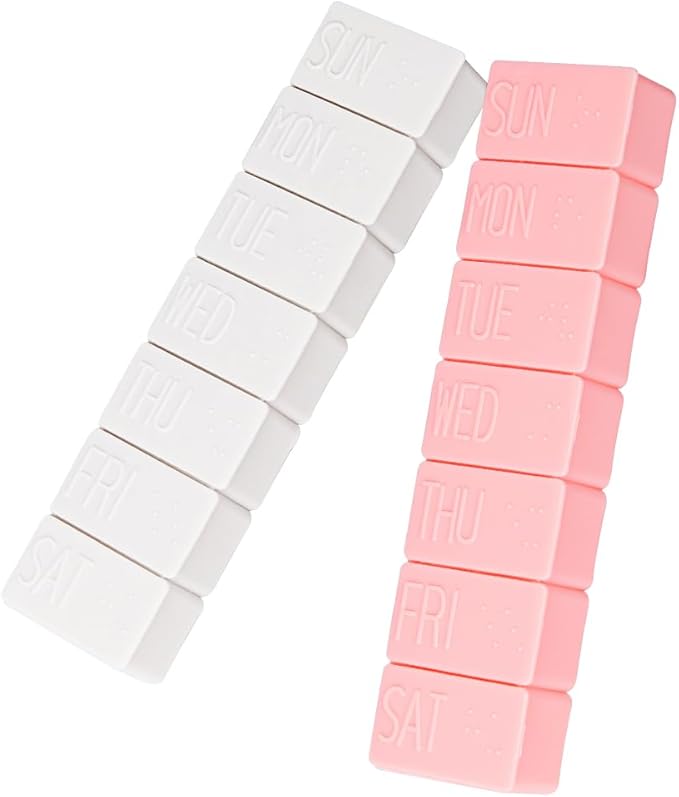 2Pack Weekly Pill Organizer,Extra Large 7 Days Cute Pill Cases Travel Daily Pill Box for Vitamin Medicine Fish Oil, Calcium Tablets Supplements