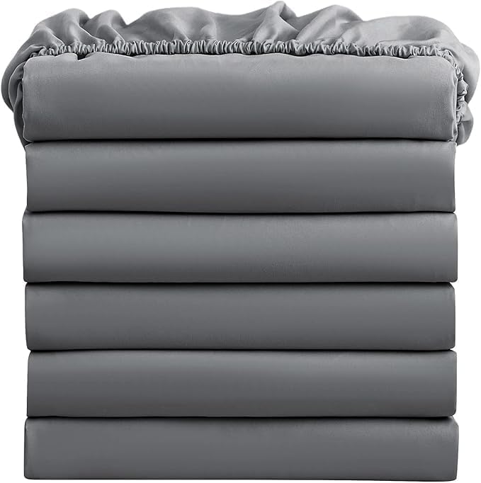 6 Pack Fitted Hospital Bed Sheets with Elastic All Around for a- Double Brushed Ultra Soft Breathable 100% Microfiber Sheets, 36" x 84" x 12"