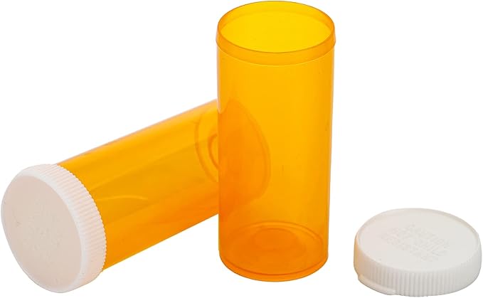 SOUJOY 100 Pack Empty Pill Bottles, 8 Drams Prescription Medicine Vials with Caps, Multi Use Medicine Container for Pill, Crafts, Candy, Supplements and More