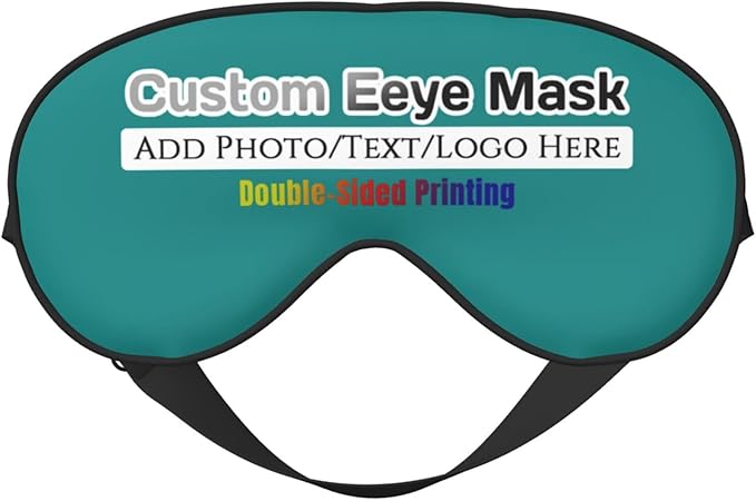 Custom Eye Mask,Add Your Image Text Personalized Sleep Shade Soft Blindfold Eyemask Blackout Eye Cover with Adjustable Strap for Sleep,Travel,Nap Tropical Blue