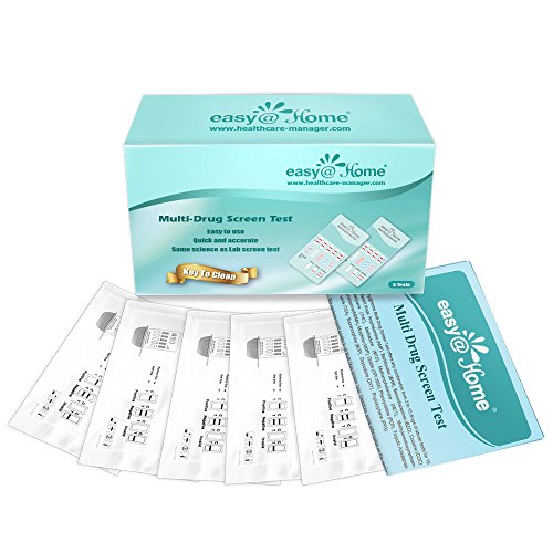 Easy@Home Multi-Drug Screen Test: 5 Pack Urine Drug Tests Kit, Testing AMP/BZO/COC/THC/MET/MOR/BAR/MDMA/PCP/MTD, Instant Drugs Test Kits Including Sensitive Marijuana Test, #EDOAP-3104