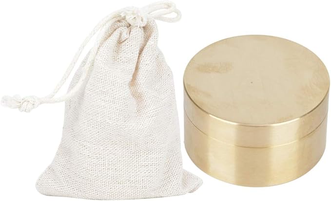 Alvinlite Portable Daily Pill Case, Brass Round Small Pill Box, Waterproof Metal Jewelry Pill Organizer Medicine Vitamin Holder Container with Lid for Outdoor Travel Working(L)