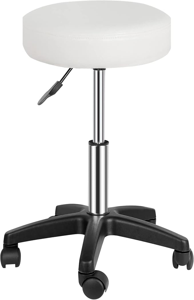 SUPER DEAL Rolling Stools Swivel Chairs Facial Massage Spa Salon Bar Stool Adjustable Hydraulic Rolling Chair, White