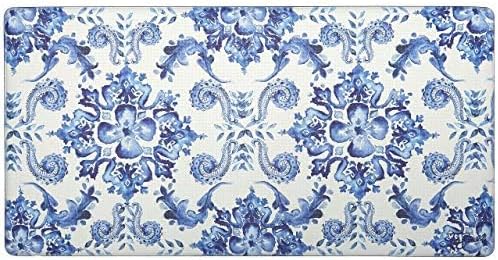 J&V TEXTILES Anti Fatigue Kitchen Mat for Floor, Embossed Themed Cushioned Kitchen Runner Rug Mat, Non Slip, Easy Wipe Clean, 1/2 Inch Thick (20x39 inches, Poppy Sketch Tile)