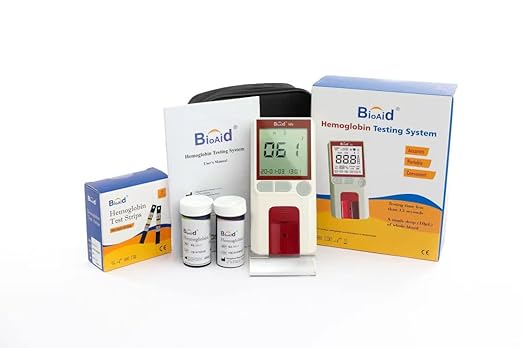 Bioaid Hemoglobin Test Meter Kit with 25pcs strips,25pcs lancets and 25pcs pippets